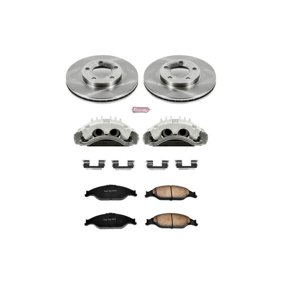 PowerStop Front Stock Replacement Brake Pad and Rotor Kit with Calipers Fits: FORD Select Models KCOE1301