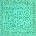 thumbnail image 1 of Ahgly Company Machine Washable Indoor Square Persian Turquoise Blue Traditional Area Rugs, 5' Square, 1 of 4