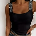 thumbnail image 2 of Charmgo Débardeur pour Femmes Col Carré Mode Sans Manches Ajusté Gilet Été Débardeur Décontracté Manches Courtes Tunique Tendance Noir TTG, 2 of 6