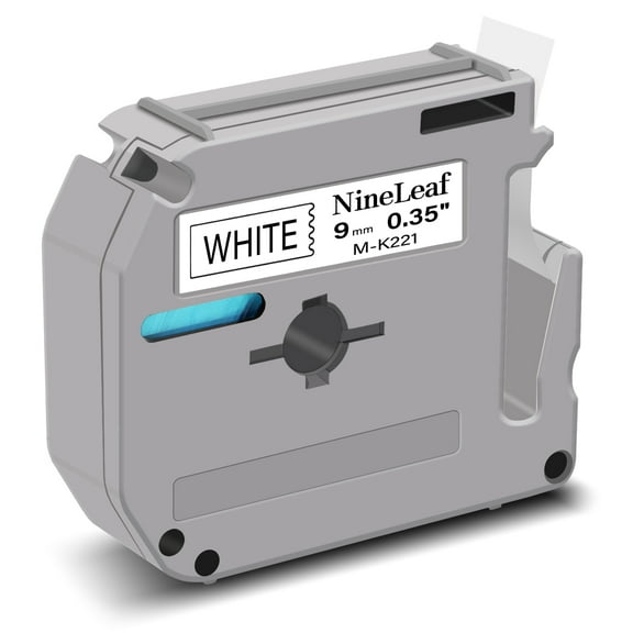 NineLeaf 1PK Compatible for Brother P-touch M-K221 M-K221s M221 3/8" 9mm Black on White Label Maker Tape Refills for PT-45m PT-65 PT-70bm