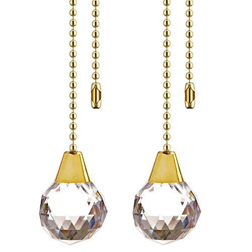 Ceiling Fan Pull Chain Extender Extension For Light 12 Inches Crystal Prism Ball Pendant Pulls Set Lamp 2 Pack Gold Com Ceiling Fan Pull Chain Extender, Ceiling Fan Extension Chain