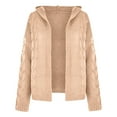 thumbnail image 4 of Lovskoo 2024 Cardigan Sweaters for Women Open Front Trendy Long Sleeve Hooded Cable Knit Oversized Winter Outerwear Tops Beige, 4 of 9
