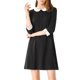 thumbnail image 2 of Vestido túnica negro de media manga con cuello Peter Pan en contraste de Allegra K para mujer, por encima de la rodilla, 2 of 7
