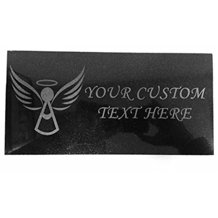 - Customized 3D Laser Engraved Personalized Custom Black Granite Stone Memorial Marker 12 x 6 inches (Angel)