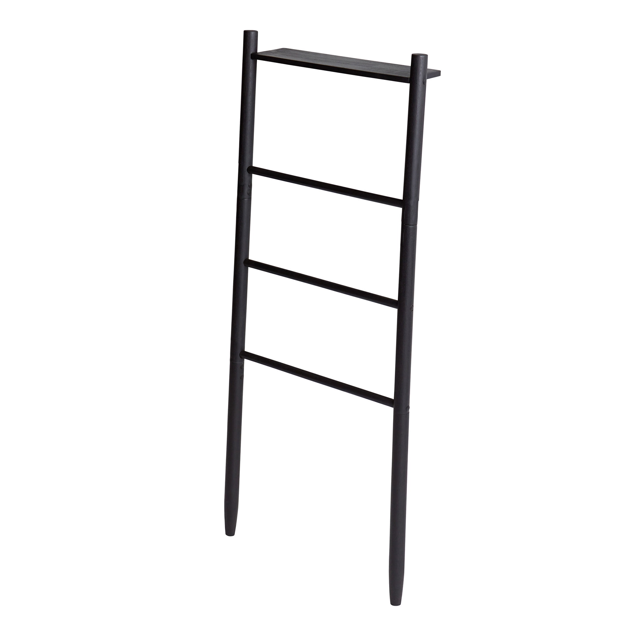 Better Homes & Gardens Springwood Freestanding Acacia Wood Towel Ladder, 4 Tiers, Black