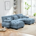 thumbnail image 3 of FFH Cloud Sofa Sectional, 133.8" Oversized 3 Seater Sofa for Living Room, Modern U Shaped Sofa with Deep Seat (Chenille Blue, 3 Seater with 2 Ottomans), 3 of 11