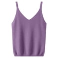 thumbnail image 4 of Summer Fall Sleeveless Sweater for Women 2026 Dressy Casual Crochet Top Trendy Knit Ribbed Sweater Shirts Spring V-neck Solid Color Outfits,Purple M, 4 of 4