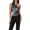 thumbnail image 1 of Gupgi Women One Shoulder Tank Tops Sleeveless Ruched Slim Fitted Crop Top Summer Camisole Floral Vest, 1 of 8