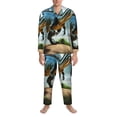 thumbnail image 3 of Yiaed Lake Forest Dinosaur A Print Men’s Pajamas Set - Long Sleeve Button Down Sleep Shirt and Pajama Bottoms Sleepwear Set Mens Pjs Sets Men's Pajama Bottoms-Large, 3 of 7