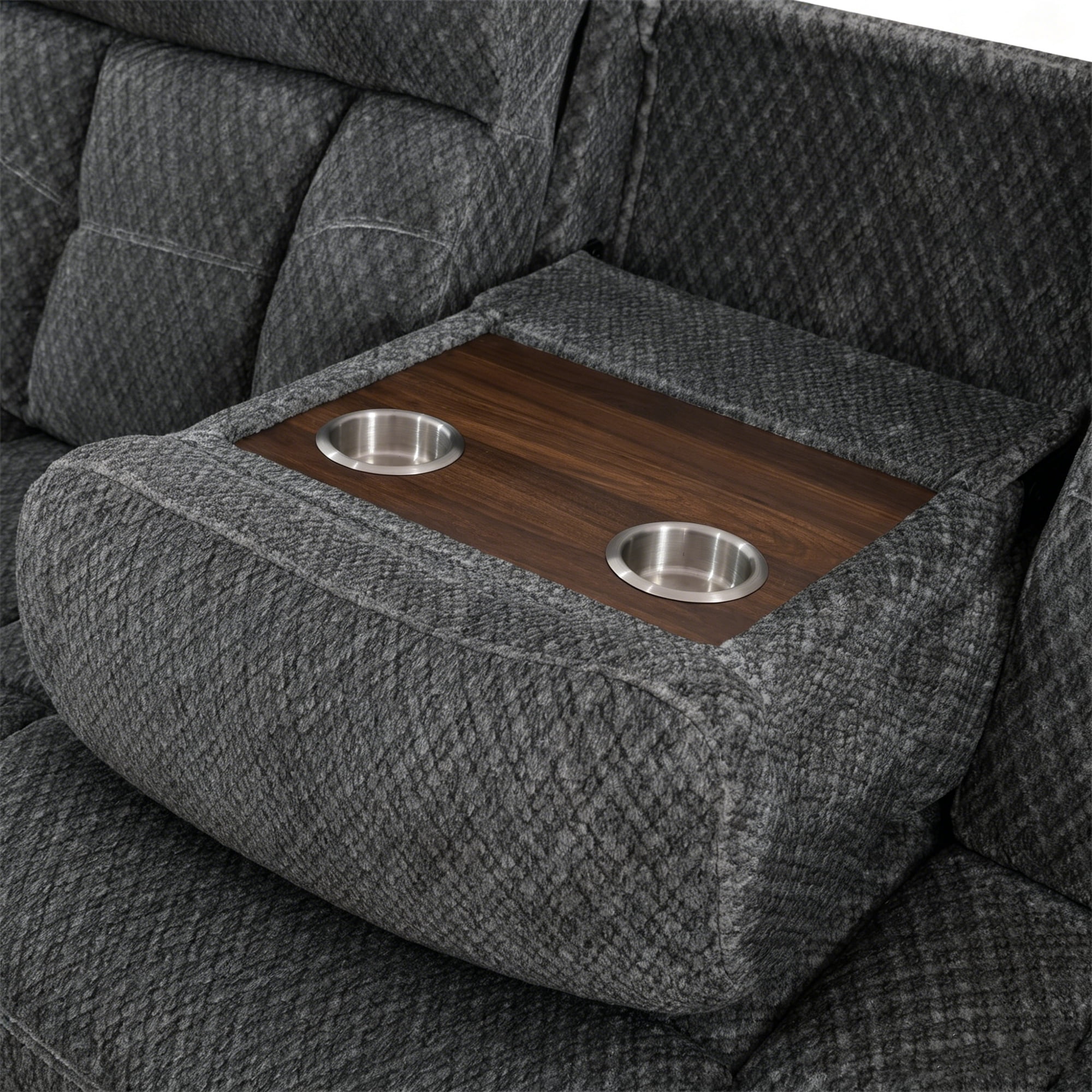 Aukfa 3-Piece Recliner Sofa Set - 87.5" 3 Seat Recliner w/ Flip Backrest Cupholder Console, Home Theater Seating, Gray
