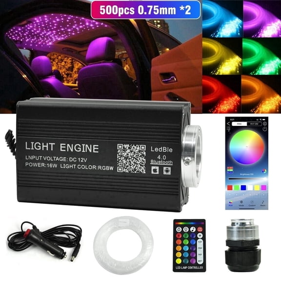 500pcs Home Car Headliner Star Light Kit Roof Ceiling Lights Fiber Optic 0.03in*6.5ft Star Light Headliner with Bluetooth App/Remote Control