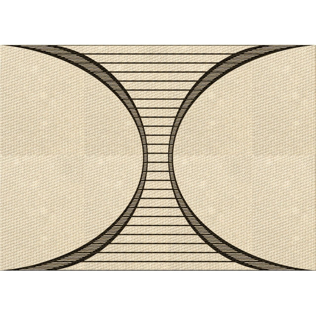 Ahgly Company Tapis Rectangulaire Lavable en Machine Beige, 3 Pieds x 5 Pieds
