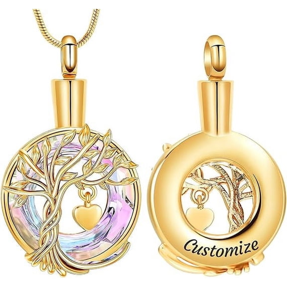 Urn Necklaces for Ashes Tree of Life Memorial Ashes Lockets Circle of Life Cremation Jewelry Keepsake Pendant for Ashes for Women