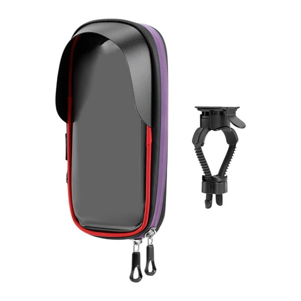 Soporte para teléfono de motocicleta ajustable 360 degree con cremallera, funda rígida de EVA con funda impermeable para teléfonos de menos de 6,5 pulgadas. Rojo
