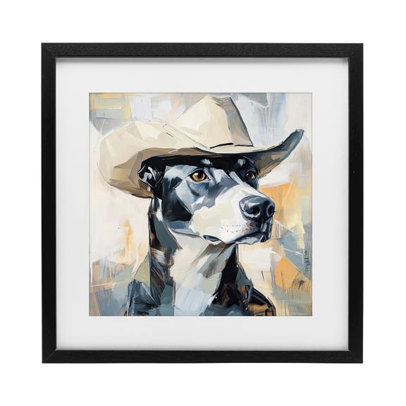 Stupell Industries Deputy Dog Cowboy Hat Black Framed Print Under Glass, design by Tina LeCour