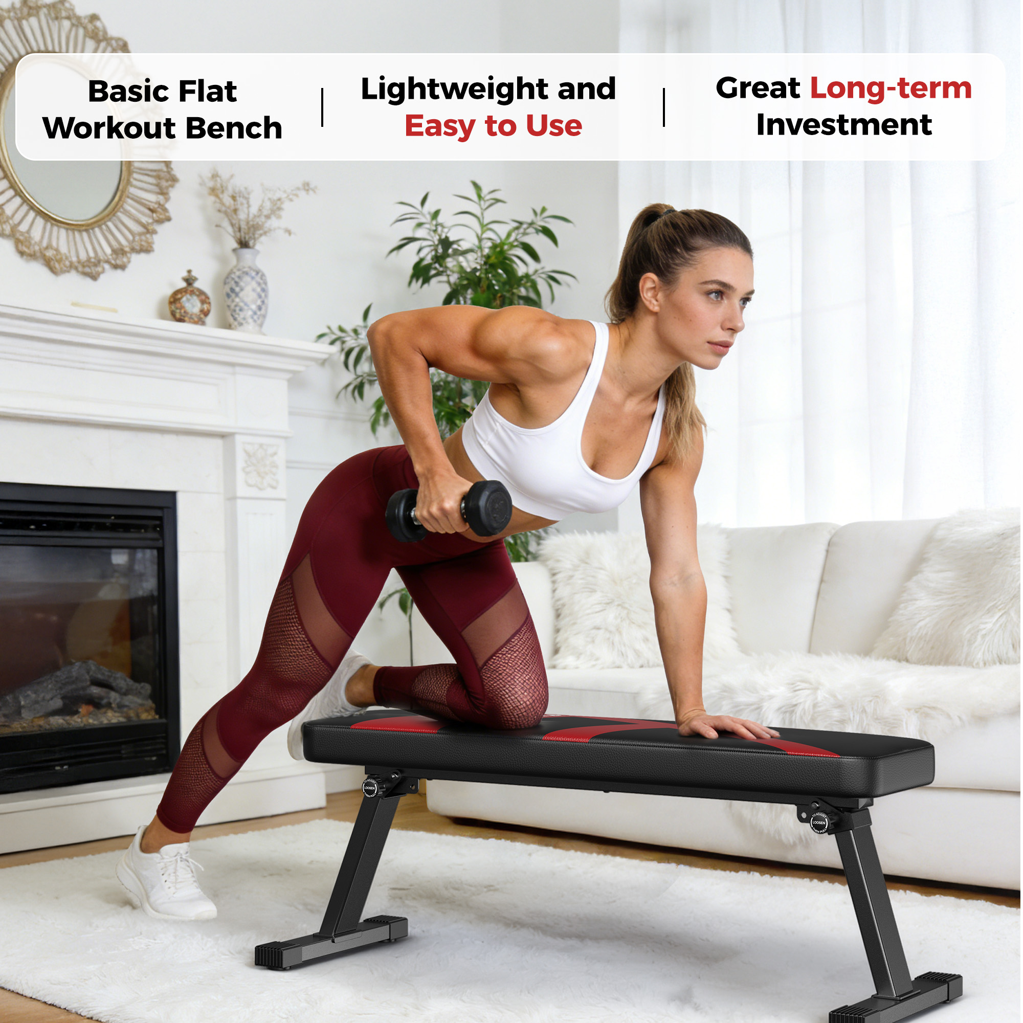 FLYBIRD Folding Flat Weight Bench, 600 lbs photo 2