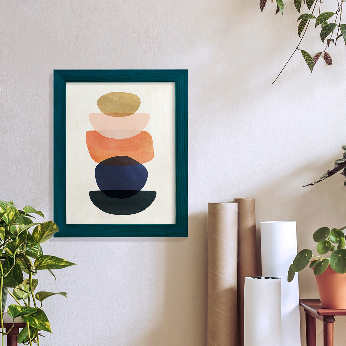 Mod Pods II -Framed Print w/glass-Ocean Blue
