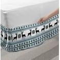 thumbnail image 2 of Nordic Bed Skirt, Chevron Zigzags Winter Floral Arrangement Norwegian Reindeer Snow Pattern, Elastic Bedskirt Dust Ruffle Wrap Around for Bedding Decor, 4 Sizes, Black White Sky Blue, by Ambesonne, 2 of 2