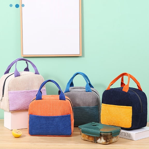BCZHQQ Corduroy Insulated Lunch Box for Women - Stylish Lunch Bag Tote with Leakproof Design,Perfect for Travel,Work,Picnics & More,Summer Saving Clearance