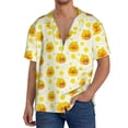 thumbnail image 7 of Lsque Ducky Cartoon print Men's Cuban Collar Short Sleeve Shirt Summer Beachwear Casual Button Down Fashionable Vacation Leisure Shirt-Small, 7 of 7