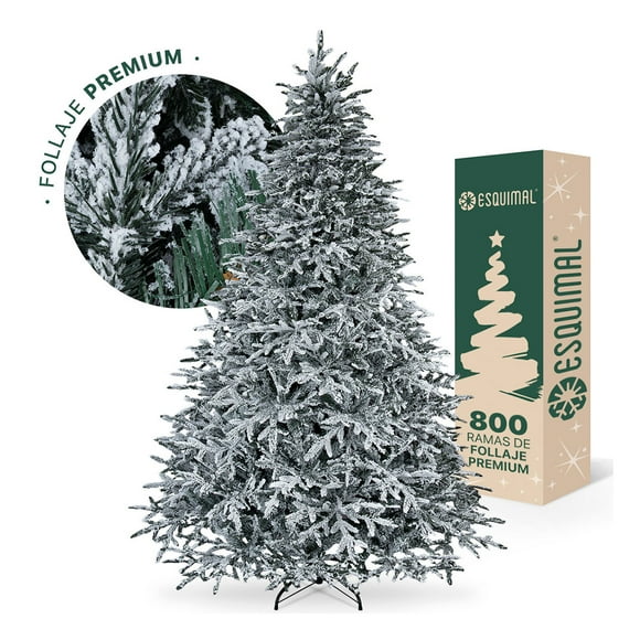 Árbol de Navidad Escarchado Ramas PVC y PE, Cedro del Himalaya Frondoso Esquimal (Verde Nevado, 1.80 m)