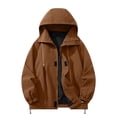 thumbnail image 2 of uublik Men Windbreaker Jackets Waterproof with Hooded Hiking Coat Lightweight Rain Jacket Coffee, 2 of 7