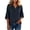 Dark Blue, variant on Bosfbaoi Linen Blouses for Women Notched V Neck 3/4 Batwing Sleeve Loose Casual Tunic Tops