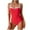 Red Womens Bikini Sets Clearance, variant on Pink Bikini for Women Summer Swimsuits 2025 High Waisted Bathing Suits Square Neck Cutout O Buckle Front Wide Straps Color Blocked Swimwear
