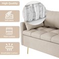 thumbnail image 5 of Homhougo Faux Leather Sofa Couch 60" W 3 Seater Sofas with Button Tufted Design and Hand Stitched, Heavy Duty Foundation with Gold Metal Legs, Lift-Up Storage and Bolster Pillows in, Beige, 5 of 7
