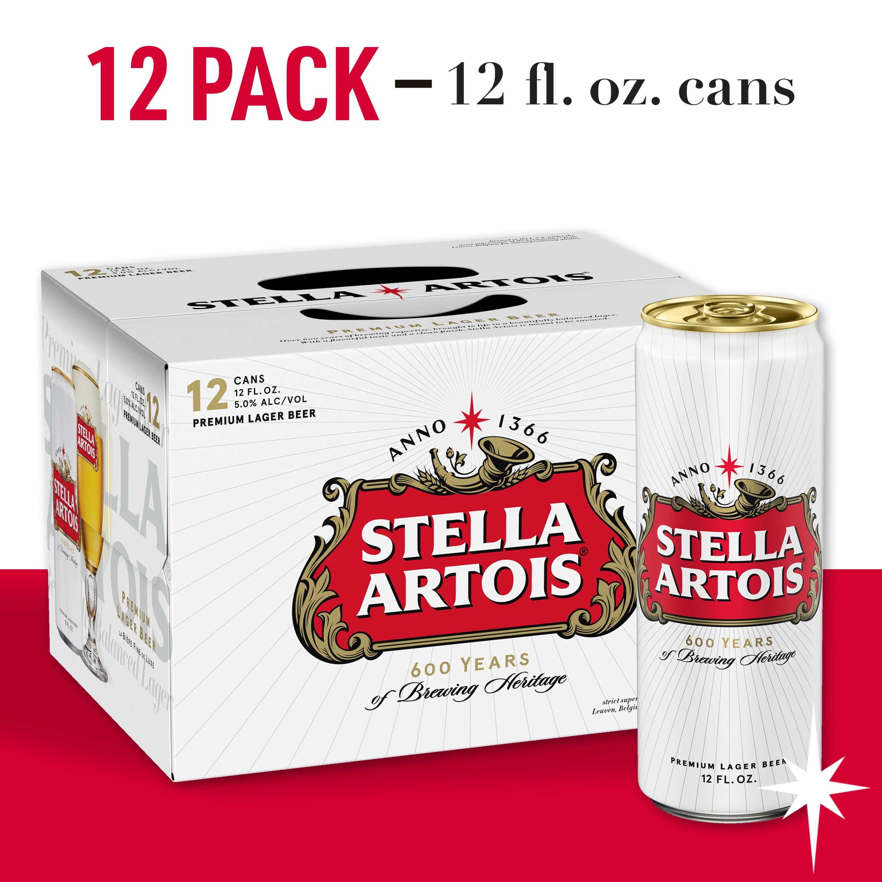 Stella Artois Premium Lager Beer 12 Pack 12 fl oz Cans, 5% ABV