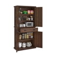 thumbnail image 6 of ModFusion 6 Ft Tall Pantry Cabinet: 5 Shelves, Adjustable Storage, Spacious Flatware Drawer, Spice Organizer, Pet Food Rack, 4 Doors, Antique Kitchen Corner Shelf, Dining Room Cupboard, Rustic Brown, 6 of 10