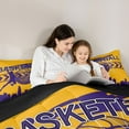 thumbnail image 5 of Manfei Ball Game Sports Full Size Comforter Sets for Kids, Gold Purple Cartoon Bedding Comforter Set, Eat Sleep Basketball Reversible Bedding Sets, Lightweight Room Decor, 3pcs, 5 of 8