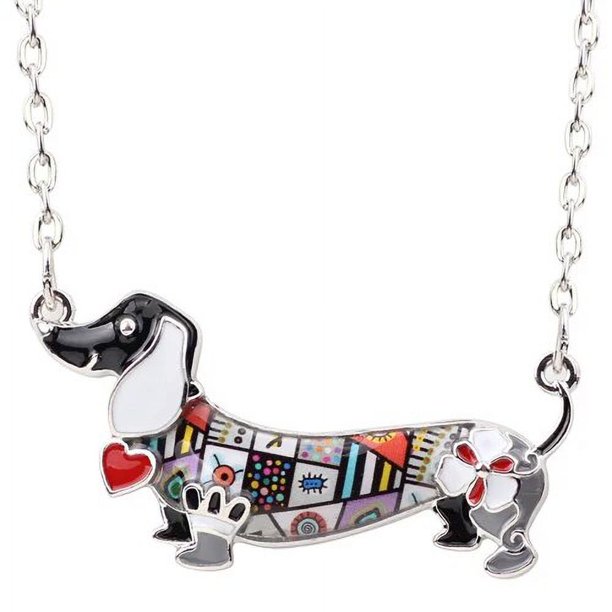 Bonsny Esmalte Declaración Maxi Mascotas Dachshund Perro Gargantilla Collar de la Aleación Colgante de Collar de Cadena 2017 Nueva Joyería Animal Para Las Mujeres