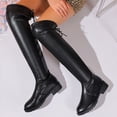 thumbnail image 6 of Purcolt Womens PU Leather Over the Knee Boots Lightweight Comfort Round Toe Block Heel Thick Sole Thigh High Boots Elegant Casual Slim Fit Long Boots with Back Strap, 6 of 9