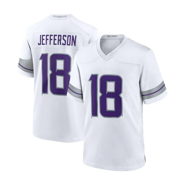 Minnesota Vikings 18# Jefferson White New Player Name Classic Commemorative Star Collection Embroidered Edition Jersey-S