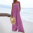 thumbnail image 1 of Leodye Women's Fashionable Summer Jumpsuits Button Wide Leg Overalls Casual Loose Rompers with Pockets Hot Pink 10(XL), 1 of 7