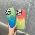 thumbnail image 3 of Laser Magnetic Frosted Gradient Dazzling Color Phone Case, Two-Color Splicing, Magnetic Suction, Drop-Proof, for iPhone 15 14 13 12 11 Pro Max Plus Case (P2,iPhone 14 Plus), 3 of 8