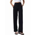 thumbnail image 3 of Pantalones Anchos y Cómodos para Mujer, con Bolsillos Grandes, para Fitness, Yoga y Deportes Casuales. Negro Extendido S, 3 of 8