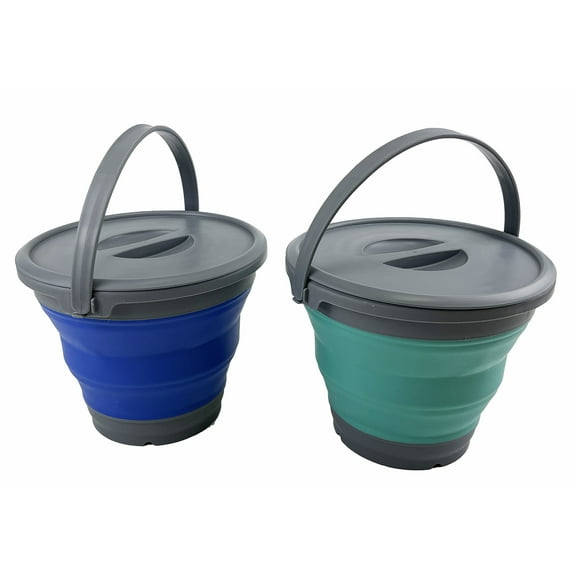 SAMMART 5.5L (1.4 Gallon) Collapsible Plastic Bucket with Lid - Foldable Round Tub with Lid - Portable Fishing Water Pail - Space Saving Outdoor Waterpot