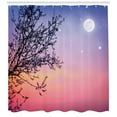 thumbnail image 3 of Ambesonne Night Shower Curtain, Dreamy Sky Spring Tree, 69"Wx75"L, Blue Pale Pink Black, 3 of 3