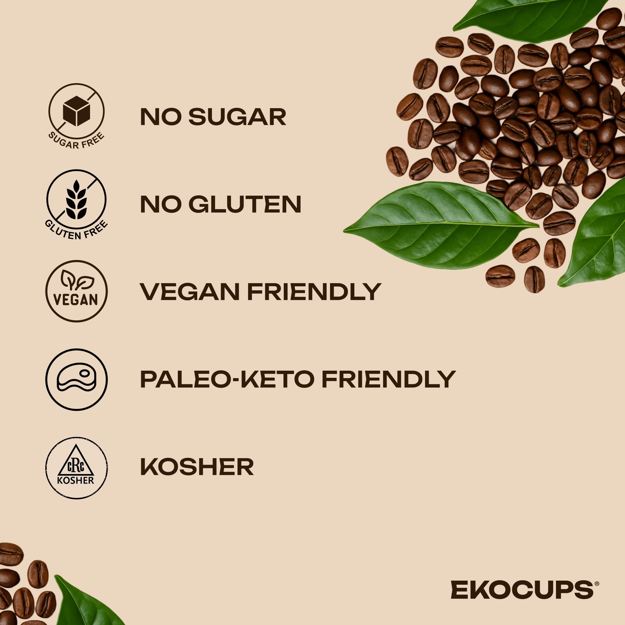 EKOCUPS Organic Decaf French Roast Coffee Pods, 40 Count Dark Roast, Swiss Water Process, Fair Trade Certified K-Cup Pods for Keurig Machines