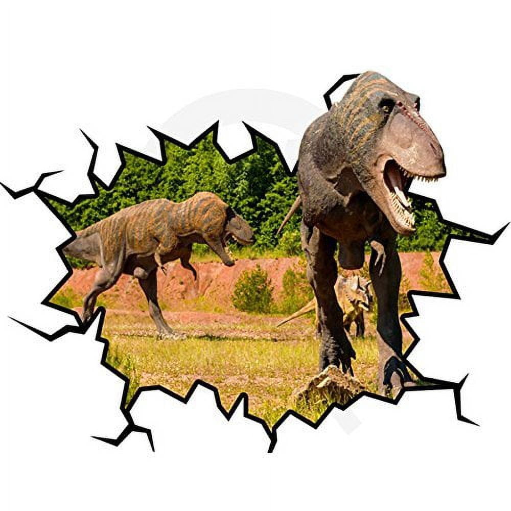 VWAQ T Rex Wall Decal Dinosaur Wall Sticker Hole in the Wall Crack Boys Room Mural Decor - WC18 (18"H x 22"W)