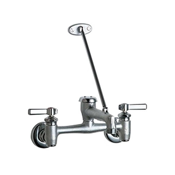 Chicago Faucets 897-RCF Wall Mount Adjustable Center Service Sink Faucet, Rough Chrome CA3