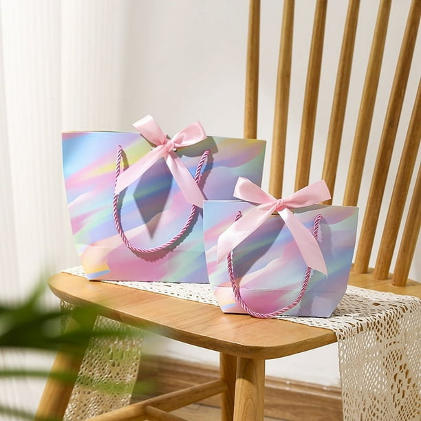 Zhuge Cajas de regalo, bolsas de embalaje, bolsas de regalo rosas, bolsas de mano artísticas retro, bolsas de regalo con flores y acompañantes (multicolores, grandes)