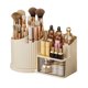 thumbnail image 1 of Caja de almacenamiento de cosméticos giratoria de 360 grados, organizador de maquillaje con portabrochas, cajón transparente, diseño vertical grande., 1 of 8