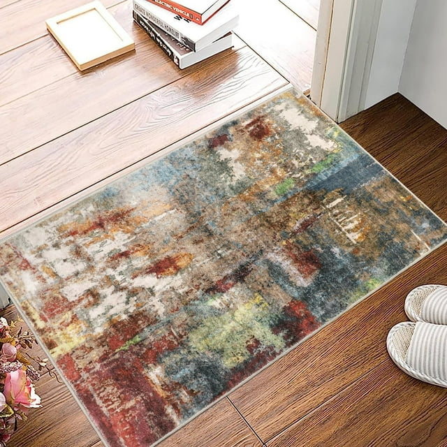 x Area Rug Washable Neutral Rugs for Living Room Thin Low Pile Bedroom Carpet Modern Abstract Carpet Rugs for Living Room Bedroom Entrance(/Camel)
