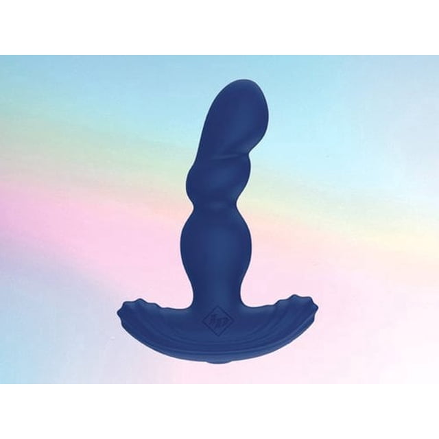 ID Lube Gyrave Gyrating Vibrating Massager Anal Sex Toy with Remote Control, Blue