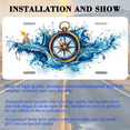 thumbnail image 3 of 1 Pcs 2D Flat License Plate Covers & Frames, Compass Surrounded by Waves For Decorative Front, Waterproof For Decoration Aluminum License Plate Covers & Frames Cover For Men Women, 12" X 6", 3 of 7