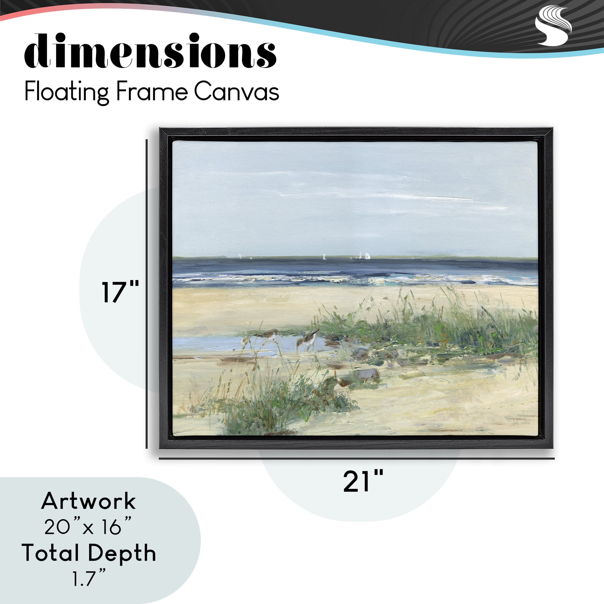 Stupell Industries Beach Marsh Sandpipers Black Framed Floater Canvas Wall Art, design by Sally Swatland