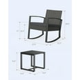 thumbnail image 2 of Jolifa 3-Piece Patio Furniture Set,Outdoor Rocking Wicker Bistro Set with Cushions & Tempered Glass Table - for Porch|Balcony|Garden (Black), 2 of 10